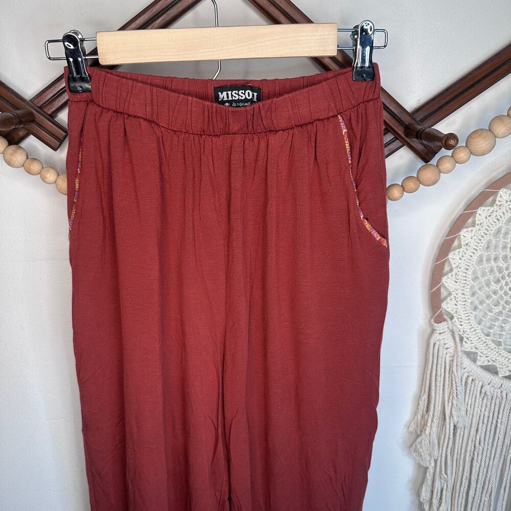 Missoni Rust Colorful Trim Wide Leg Pants